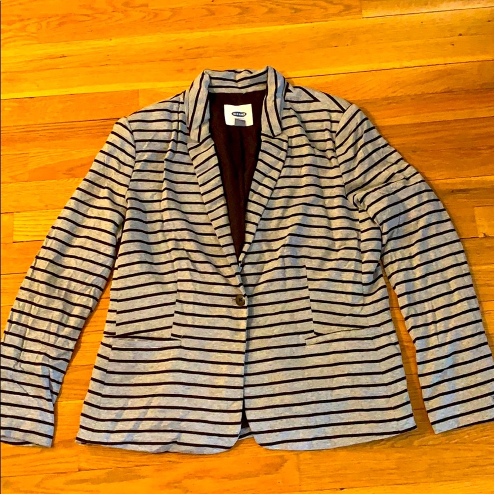 Gray and Black Striped Blazer, Sz L